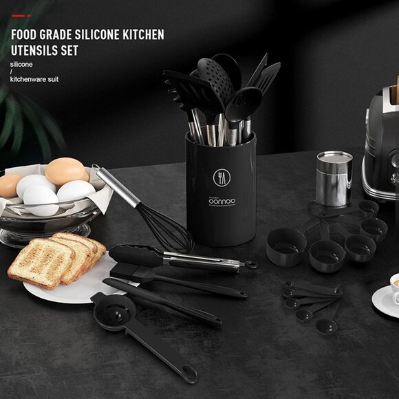 NEW Large Silicone Cooking Utensils Set - Heat Resistant Kitchen Utensils Sets - Picture 7 of 10